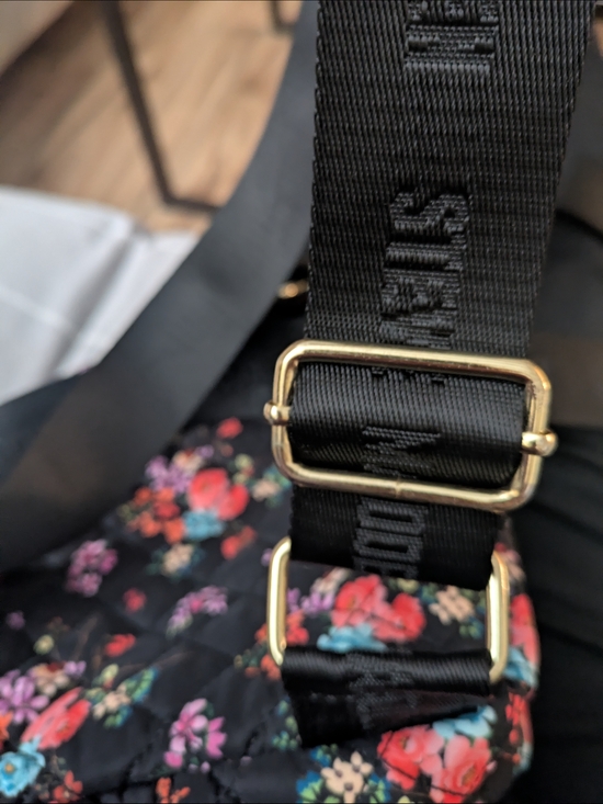 Steve Madden Black Quilted Floral Shoulder Bag with Gold Hardware main image 4